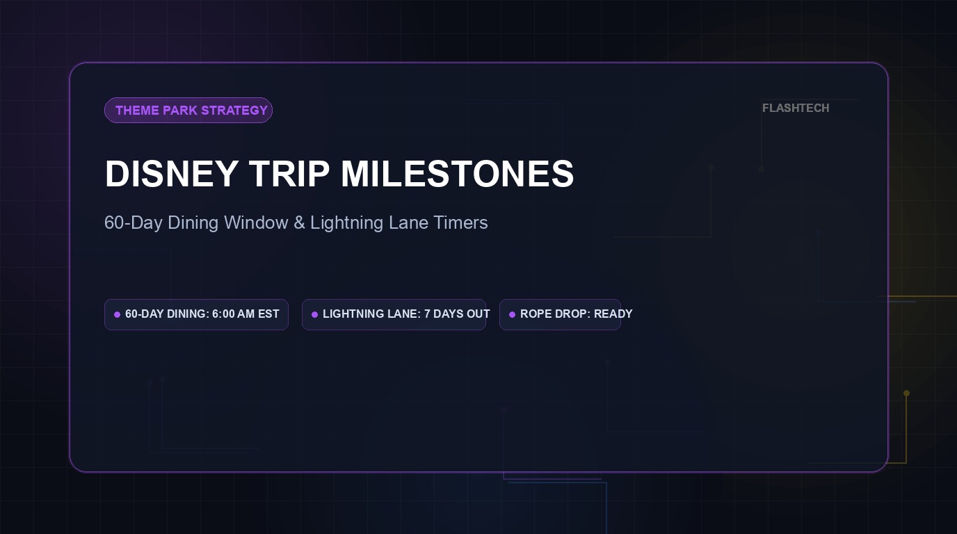 Disney World Vacation Countdown: Spåra 60-dagars middagar, Lightning Lane & Park Milestones