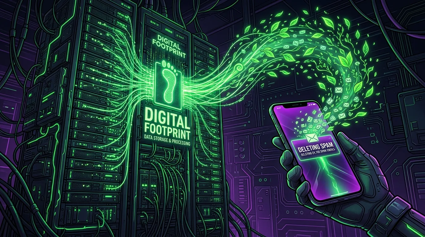 The Digital Carbon Footprint: How radering av 1 000 olästa skräppostmeddelanden sparar molnenergi