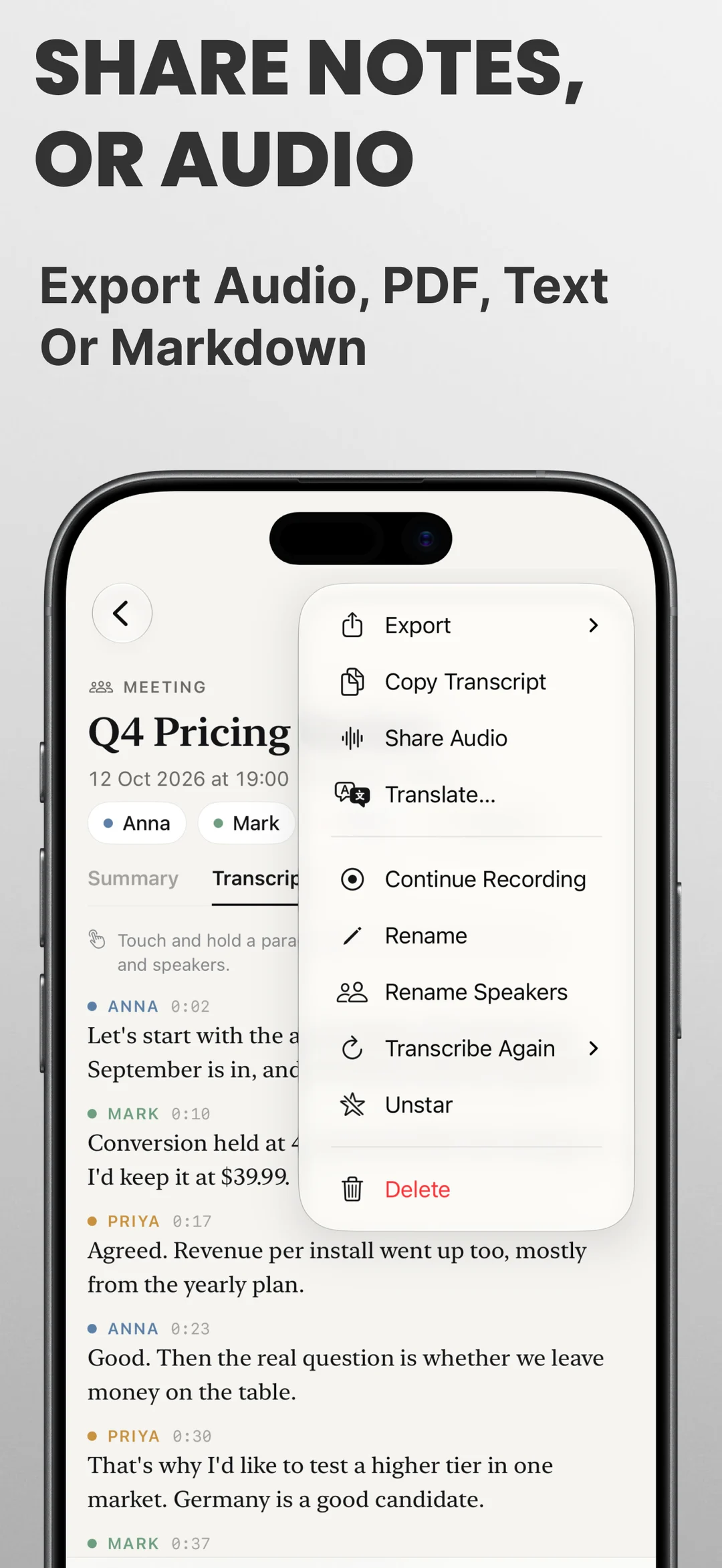 Hushnote - Dashboard & Main Features on iPhone