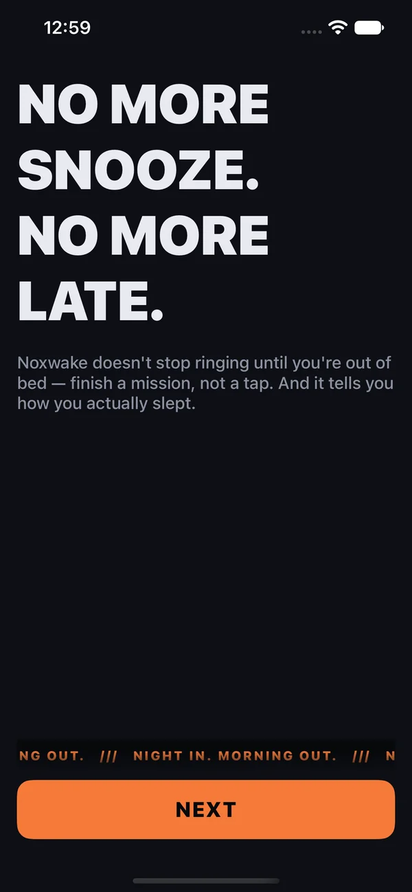 Noxwake - Dashboard & Main Features on iPhone