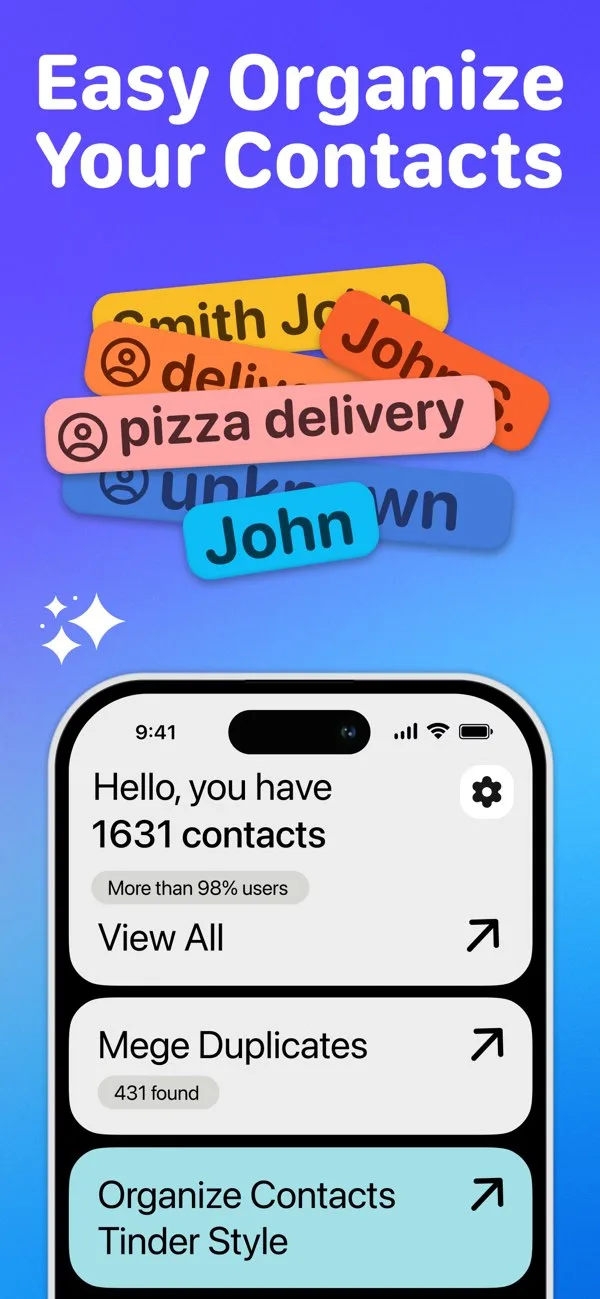 Swipe Contacts Cleaner - iPhone Genel Bakış & Özellikler Önizlemesi