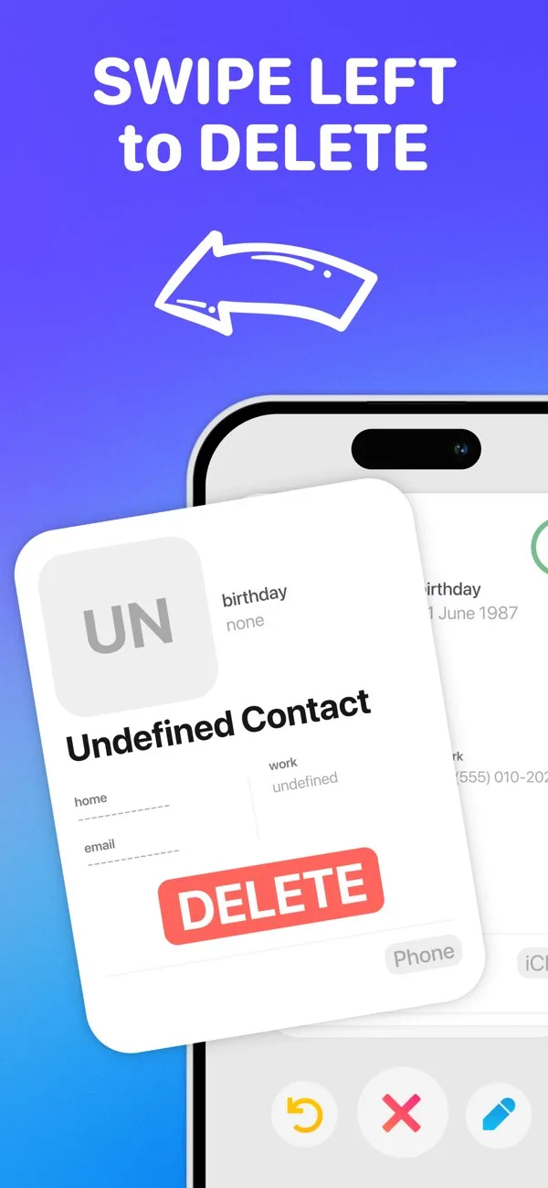 Swipe Contacts Cleaner - iPhone Akıllı Tarama & Gerçek Zamanlı Durum Önizlemesi