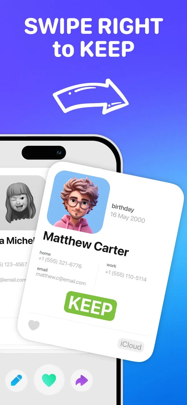 Swipe Contacts Cleaner - iPhone Detaylı İstatistikler Önizlemesi