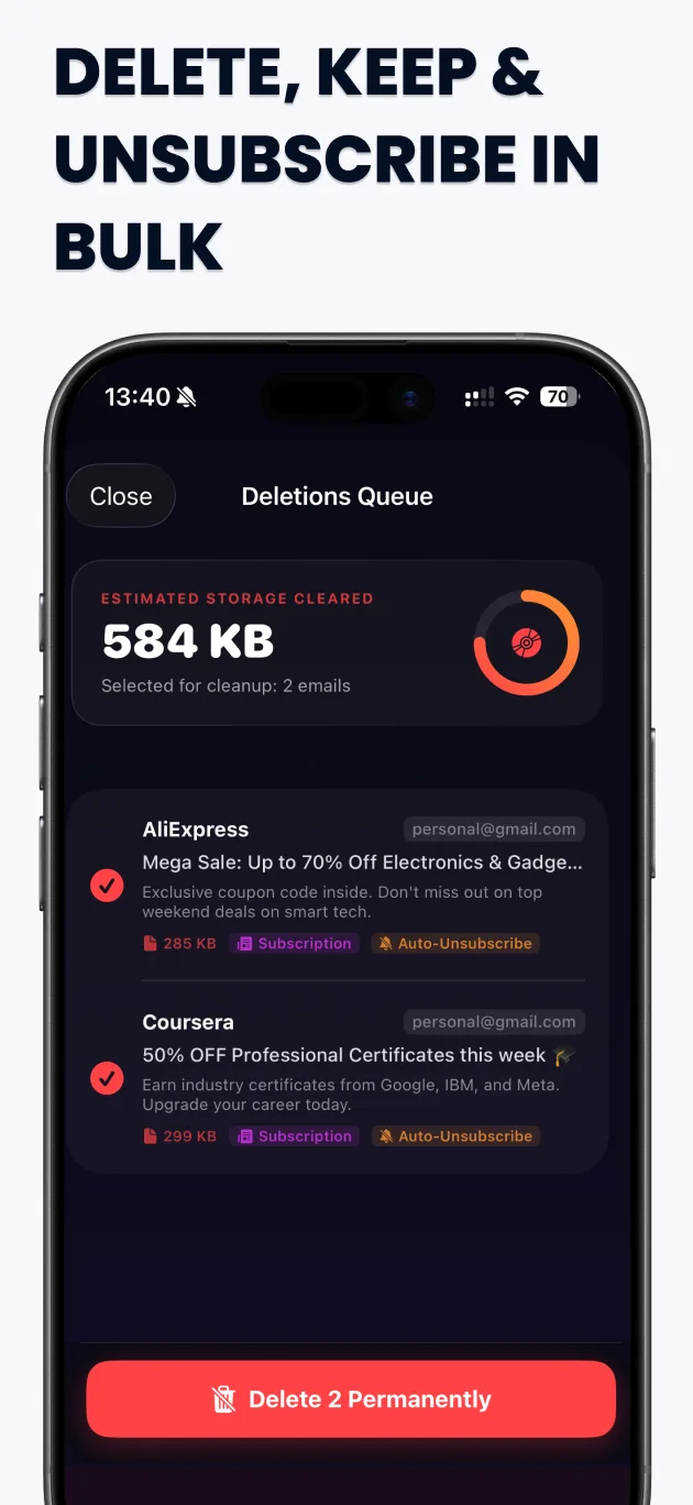 Swipe Email Cleaner - Smart Scan & Realtime Status op iPhone